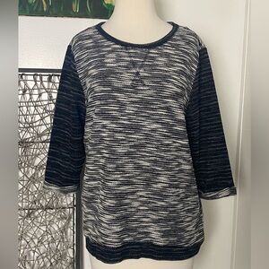 Sale 2 for $10 H&M 3/4 cuffed sleeve mix black white prints knit sweater top M